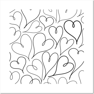 Whimsical Loopy Hearts Doodle Pattern, made by EndlessEmporium Posters and Art